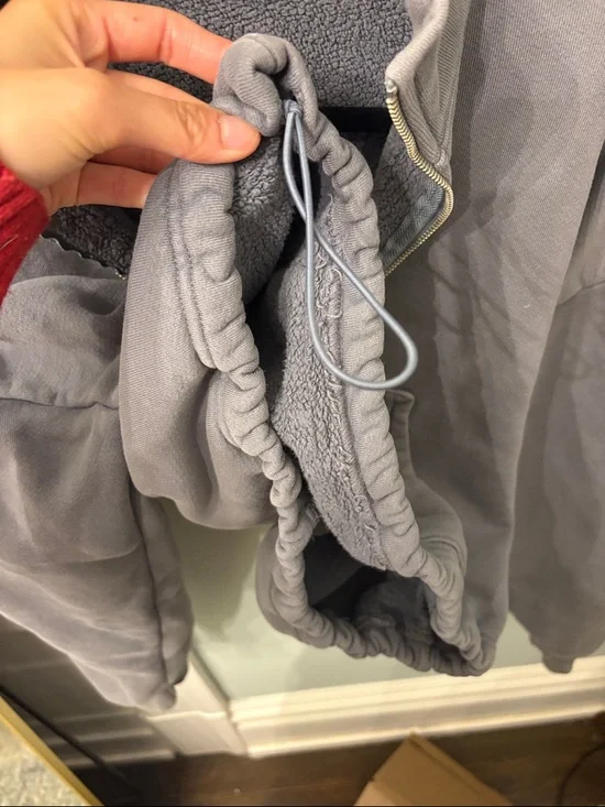 Set active Cropped Quarter-Zip Pullover in Dusty Gray original heavey sweats - Picture 11 of 12